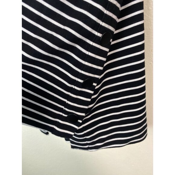 Cabi Side Snap Black White Stripe Long Sleeve Tunic Top Sz Large Jersey stretch - Picture 8 of 11